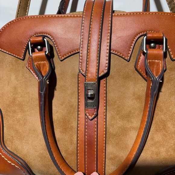 Brown Western Style Faux Leather Crossbody Bag Purse CLEAN Unbranded Equestrian - Picture 9 of 14